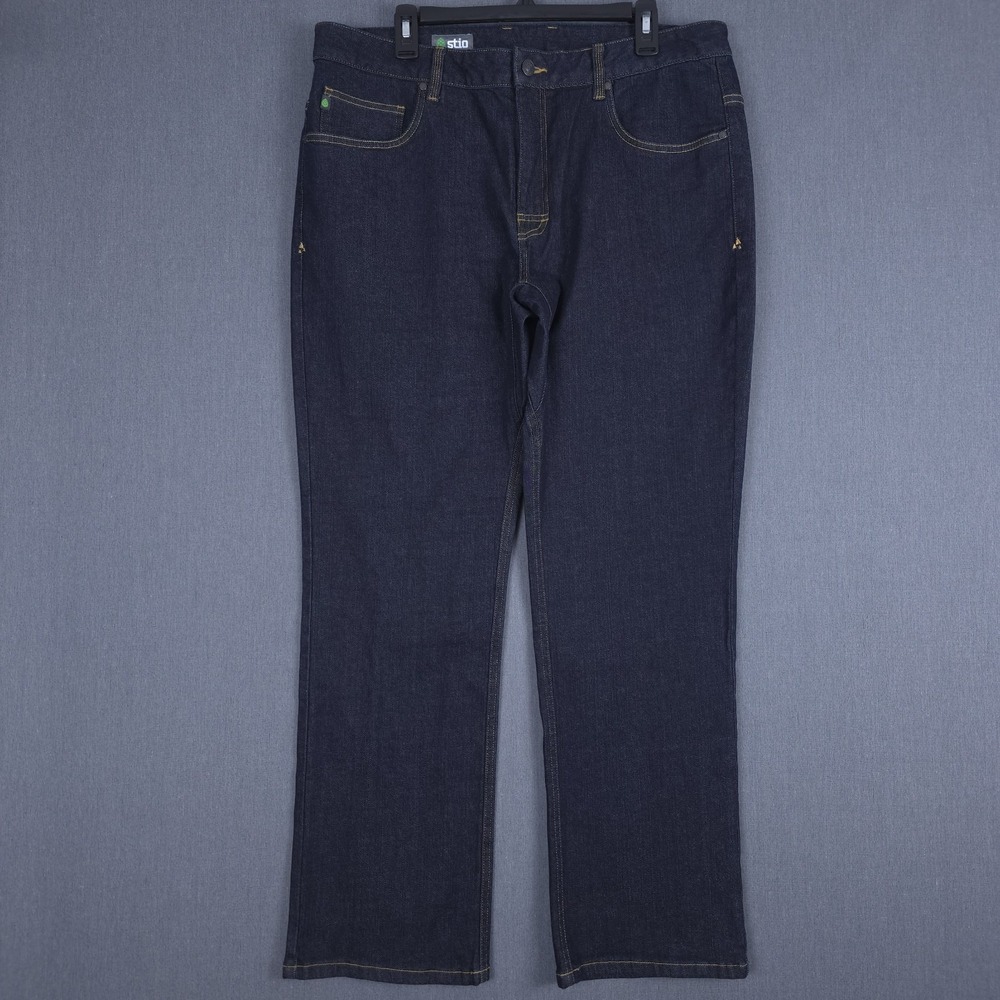 Stio Rivet‎ Jeans Mens 38S (Fits 37x32) Blue Dark Wash Organic Cotton Denim